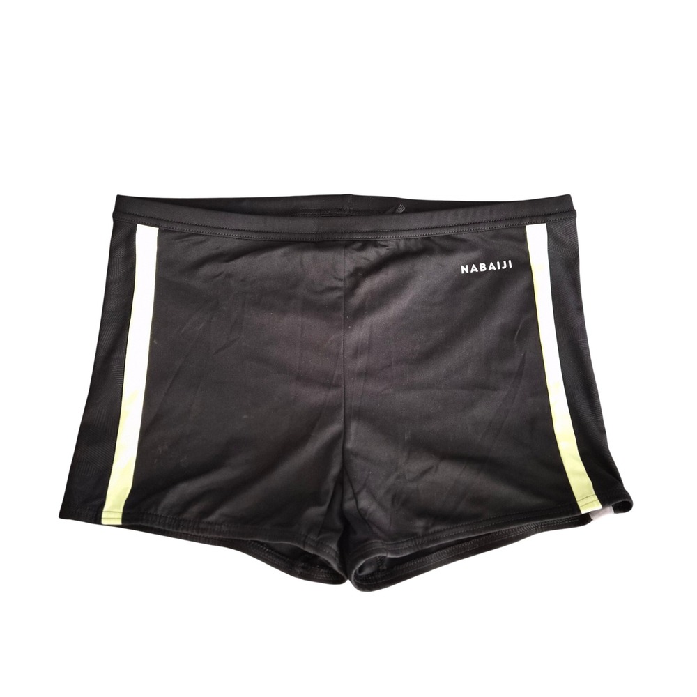 Nabaiji Mens Aqua Resist Swim Trunks Black Side Stripe Drawstring Swimwear L